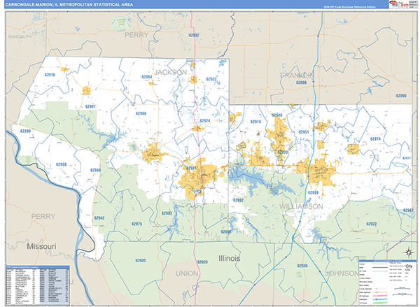 Carbondale-Marion Metro Area Wall Map